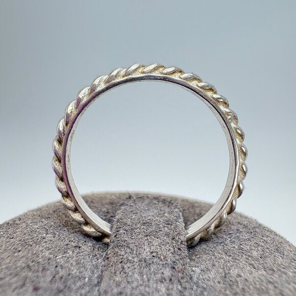 VTG Solid Sterling Silver 925 Twist Design Half Round Band Ring Size 7.75 - Picture 7 of 12